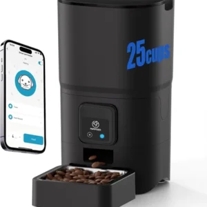 2.4G Wifi Automatic Cat Feeder, 6L/25Cup Automatic Pet Feeder with APP Control f