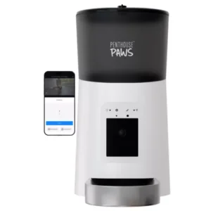 Penthouse Paws® Pet Smart WiFi Feeder for Cats & Dogs, 6L White/Stainless Steel