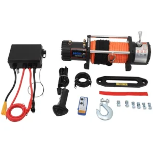 Electric Winch Synthetic Rope Truck Trailer Tow Off Road 4WD 12V 9500LBS