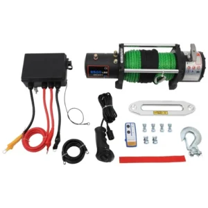 Electric Winch Synthetic Rope 12V 9500LBS Truck Trailer Tow Off Road 4WD