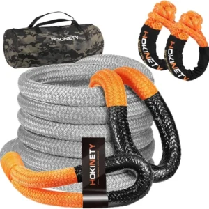 Kinetic Recovery Tow Rope: 1-1/8" x 20ft 48000LBS Snatch Strap with Soft
