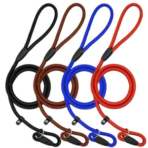Nylon Rope Slip Dog Lead 5ft Pet Collar Training Show Leash Red Black Blue Brown